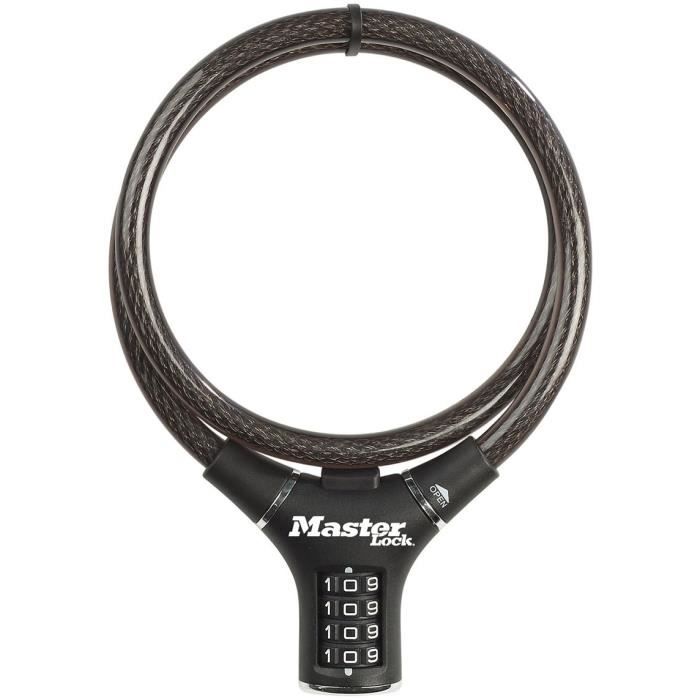 Antifurto per bicicletta - MASTER LOCK - 8229EURDPRO - Cavo da 90 cm - Nero - Acciaio intrecciato