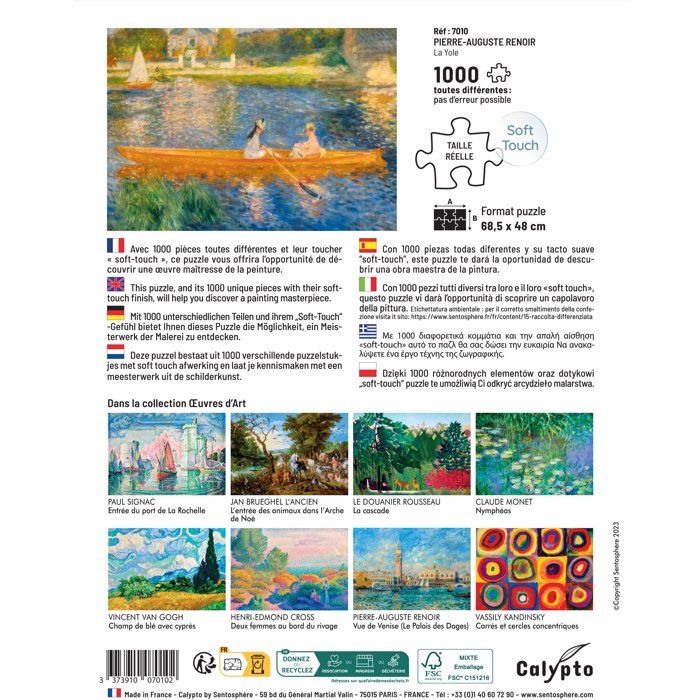 Image secondaire de Puzzle Calypto 1000 pièces - La Yole de Renoir - Toucher Soyeux