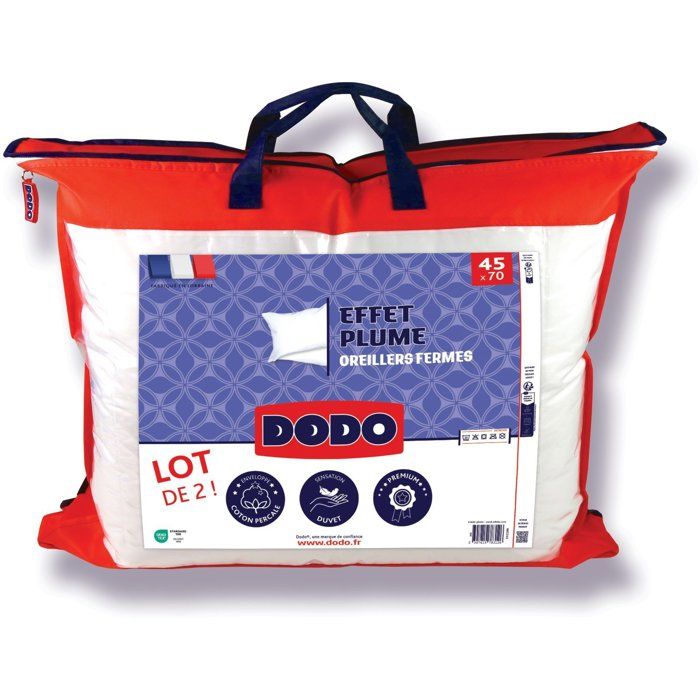 Lot de 2 Oreillers DODO Effet Plume 45 x 70 cm