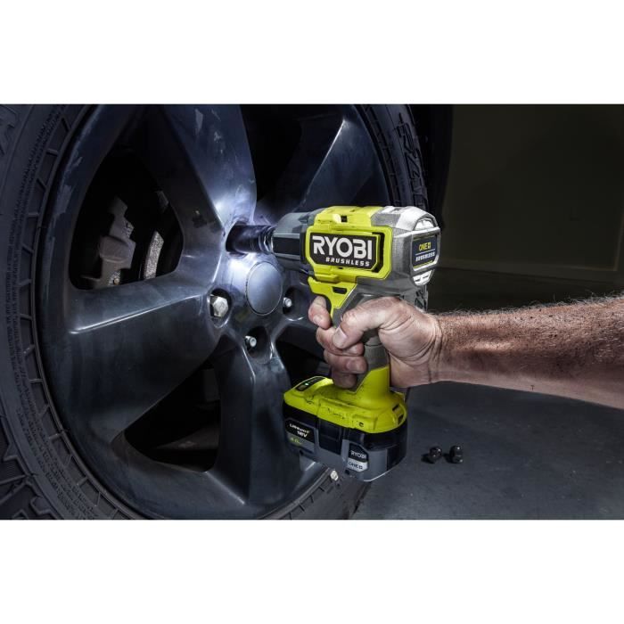 Image secondaire de Boulonneuse a chocs - RYOBI - Brushless - 18V - 4 modes : 200 / 350 / 700 Nm - Desserrage 900 Nm - Emmanchement carré 1/2Boulonn