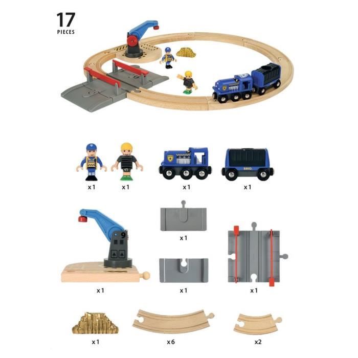 Brio World Circuit Police  - Coffret complet 17 pieces - Circuit de train en bois - Ravensburger - Mixte des 3 ans - 33812