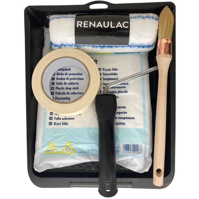 Kit complet d'outils professionnel spécial peinture acrylique - Rouleau + monture / brosse a rechampire / ruban / Bâche / Bac