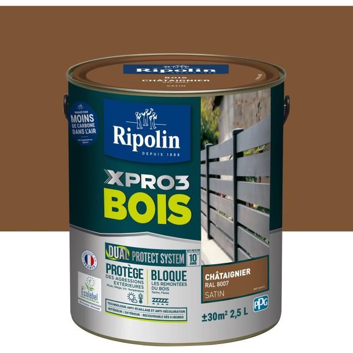 Image secondaire de Peinture bois - RIPOLIN - 8007 - Châtaignier - Satiné - 2,5L