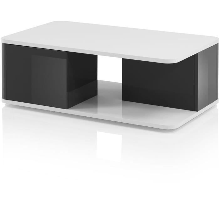 ALBEA Table Basse 2 portes - Gris/Blanc - L 110 x l 60 x H 40 cm - BELLINI