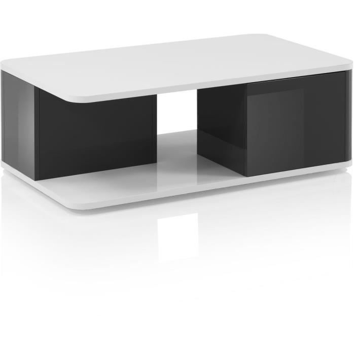 ALBEA Table Basse 2 portes - Gris/Blanc - L 110 x l 60 x H 40 cm - BELLINI