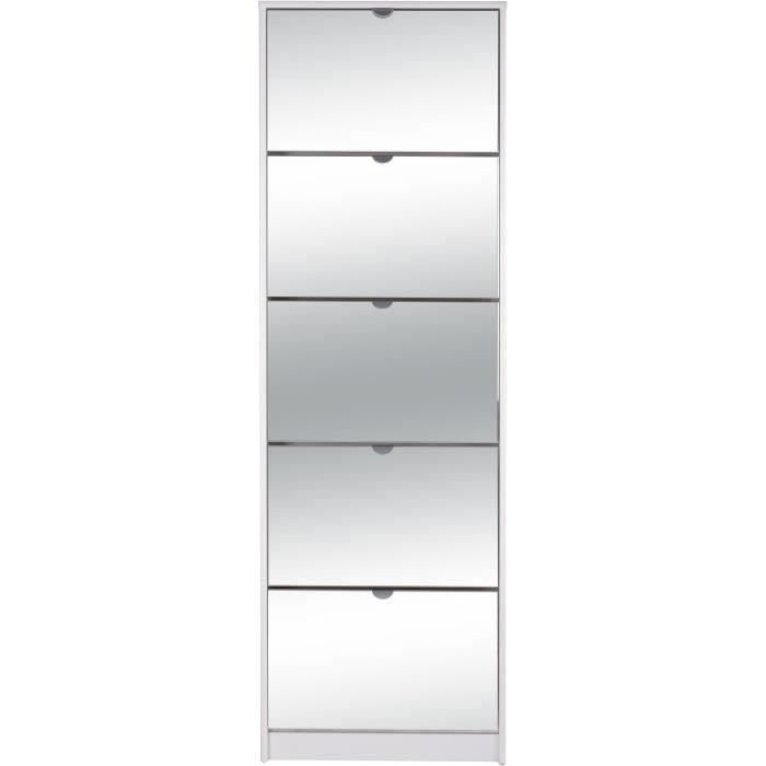 Image secondaire de Meuble à chaussures blanc avec façades miroir - 15 paires