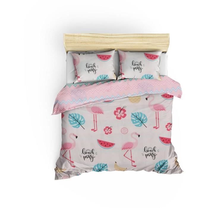 Image secondaire de Parure de lit - 1 housse de couette 220 x 240 cm + 2 taies d'oreiller 60 x 60 cm - 65% coton, 35% polyester - Blanc