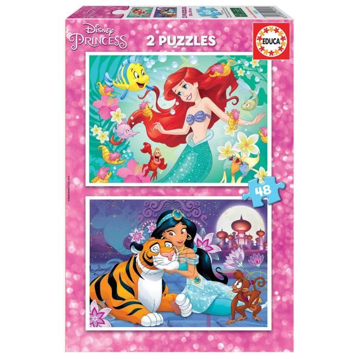 EDUCA PUZZLE 2x48 DISNEY PRINCESSES ARIEL + JASMINE