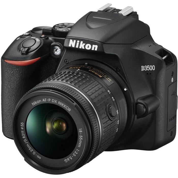 NIKON D3500 - Appareil photo numérique Reflex + Objectif AF-P 18/55 mm - 24,2 millions de pixels - 10 options effets spéciaux