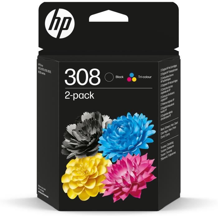Confezione da 2 cartucce d'inchiostro originali HP 308 nero e tricromia (6L6S6UE) per HP Envy 6110, 6120, 6130, 6520, 6530