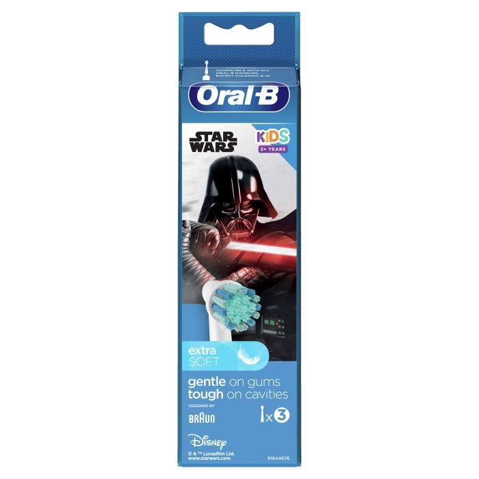 ORAL-B 80352667 - Brossettes de rechange Star Wars - Pour brosse a dents éléctrique Oral-B Kids - Lot de 3