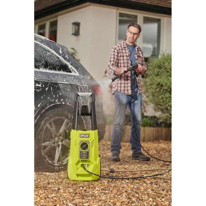 Image secondaire de RYOBI - Nettoyeur haute pression 1600 W - 120 bars - 420 L - réservoir détergent 0,9 L intégré - lances vario et turbo - RY120P