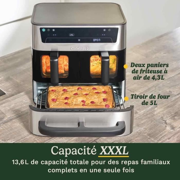 Image secondaire de Friteuse sans huile CUISINART Airfryer 13,6L - Double cuves et tiroir - Noir/Inox