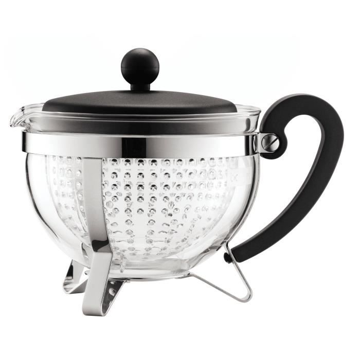 Théiere - Bodum - Chambord - 1 L - Verre - Acier inoxydable - Gris