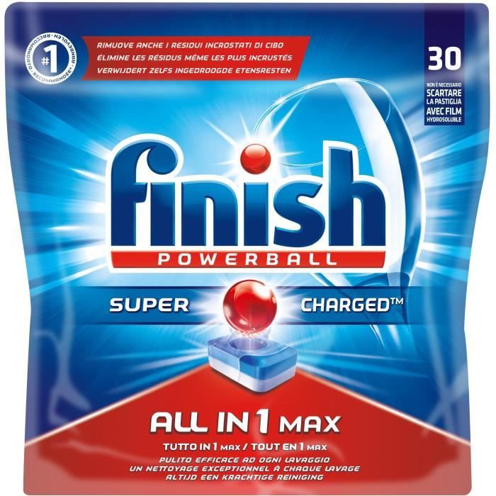 FINISH NK2 Paquet de 30 tablettes pour lave-vaisselle Tout en 1 - Powerball All in One Max