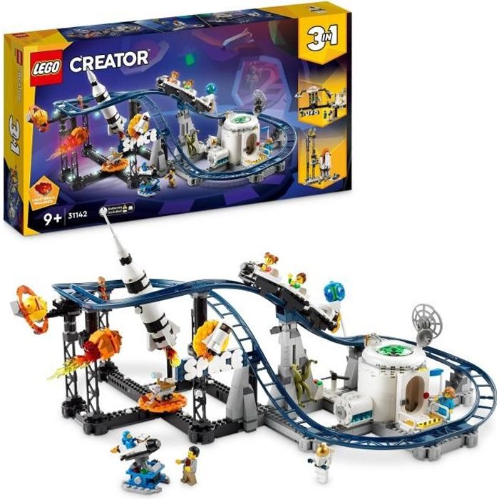 LEGO Creator 31142 Monta�a Rusa Espacial, Juguete con Cohete Espacial, Planetas y Ladrillos