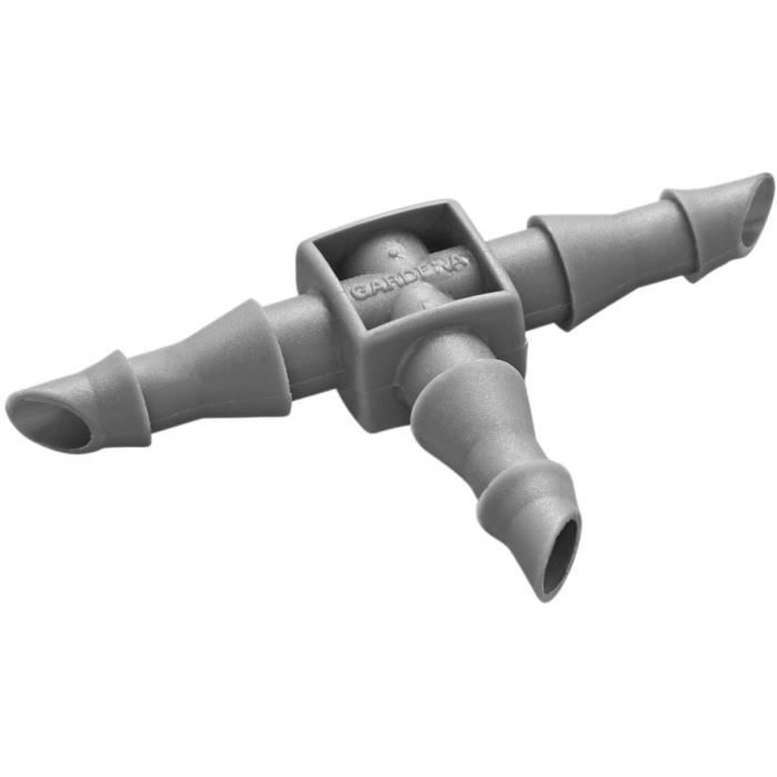 Jonction en T GARDENA - Adaptée aux tuyaux 4,6 mm – Pour arrosage goutte-a-goutte – (13125-26)
