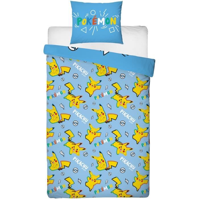 Image secondaire de Parure de lit - POKEMON - Pikachu - Microfibre - 1 housse de couette 140 x 200 cm + 1 taie 63 x 63 cm