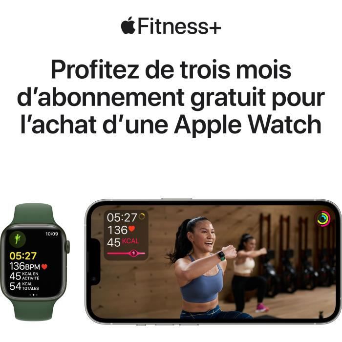 Apple Watch Nike Series 7 GPS+Cellular - 45mm - Boîtier Starlight Aluminium - Bracelet Pure Platinum/Black Nike Sport Band - Regular