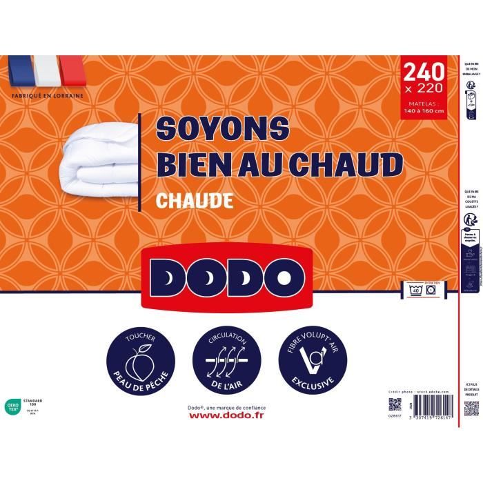 Image secondaire de DODO - Couette - Bien au chaud - 220 x 240 - 400g/m² - VOLUPT'AIR - Blanc