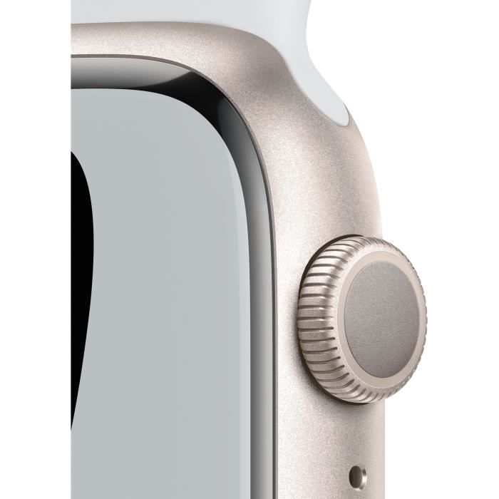Apple Watch Nike Series 7 GPS+Cellular - 45mm - Boîtier Starlight Aluminium - Bracelet Pure Platinum/Black Nike Sport Band - Regular