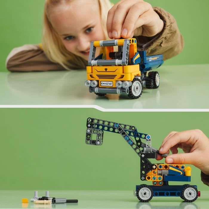 LEGO Technic 42147 Le Camion a Benne Basculante, 2-en-1, Pelleteuse Jouet, Engin de Chantier