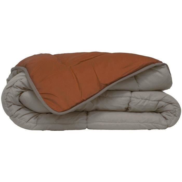 POYET MOTTE Piumino in microfibra 400g / m² CALGARY - 220 x 240 cm - Grigio ghiaia e marrone Gimgember