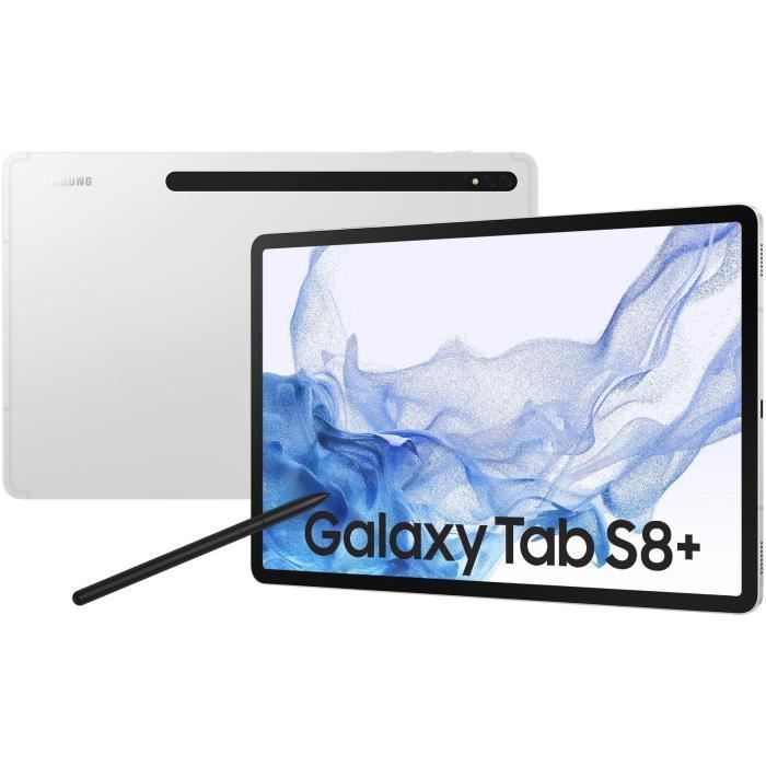 Tablette Tactile - SAMSUNG - Galaxy Tab S8+ - 12.4 - RAM 8Go - 128Go - Argent - Wifi - S Pen inclus