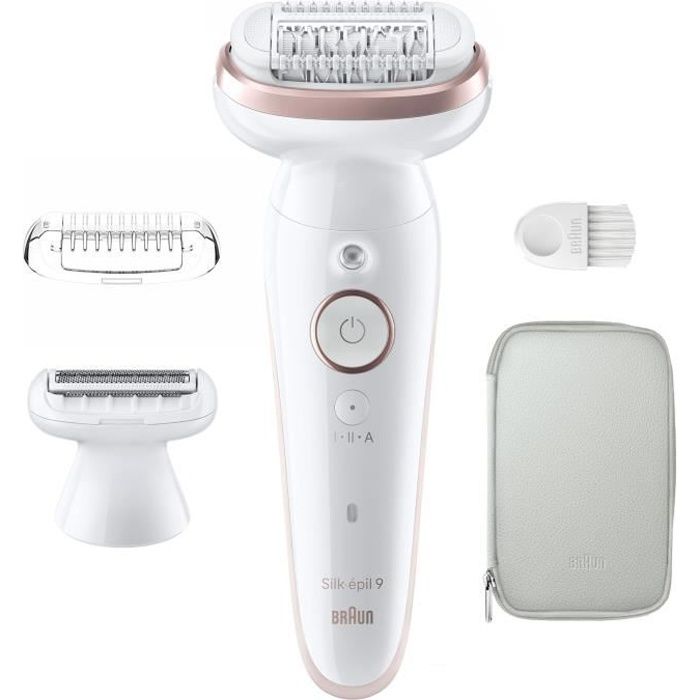 Epilatore elettrico - BRAUN - Silk-épil 9 - Depilazione facile - Pelle morbida a lunga durata - 9-030 - Bianco / Rosa