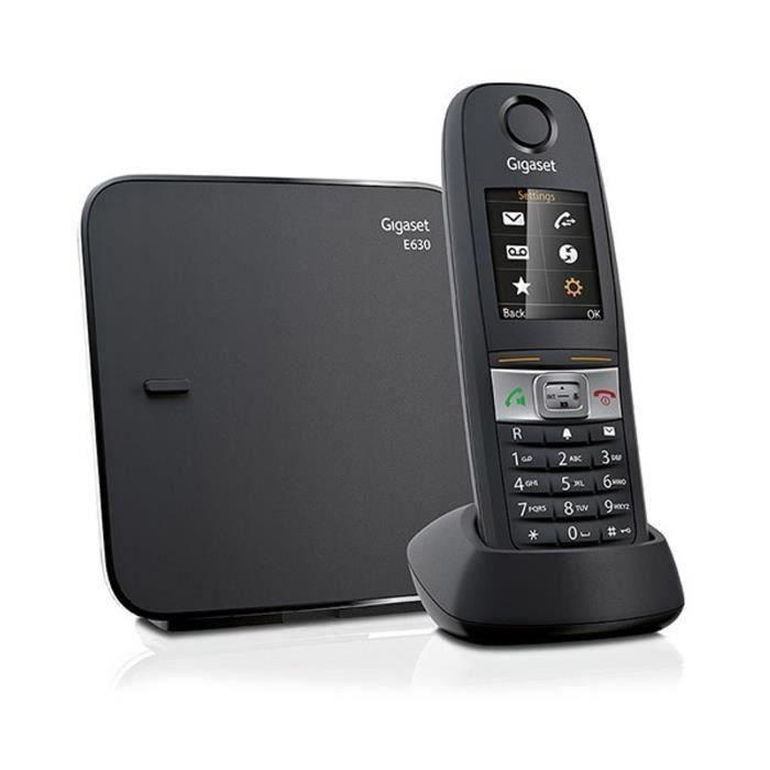 Telefono fisso Gigaset E630 nero - Resistente agli urti, all'acqua e alla polvere - Vivavoce - ID chiamante