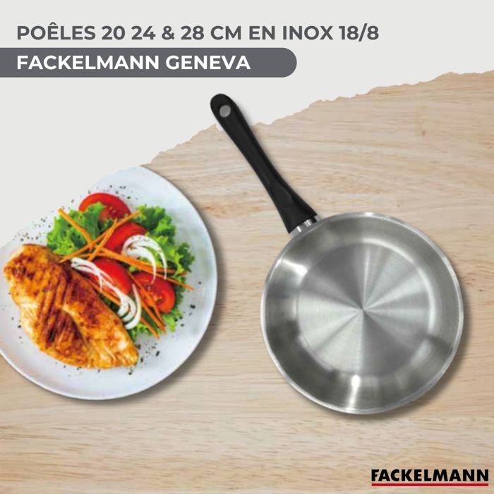 Image secondaire de Batterie de cuisine - Tous feux dont induction - FACKELMANN - Geneva - Inox - 3 poeles, 3 casseroles et 6 ustensiles