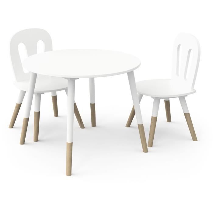 Image secondaire de Ensemble table + chaises - FIMIANA - Style scandinave - Blanc mat / Chene kronberg - DEMEYERE