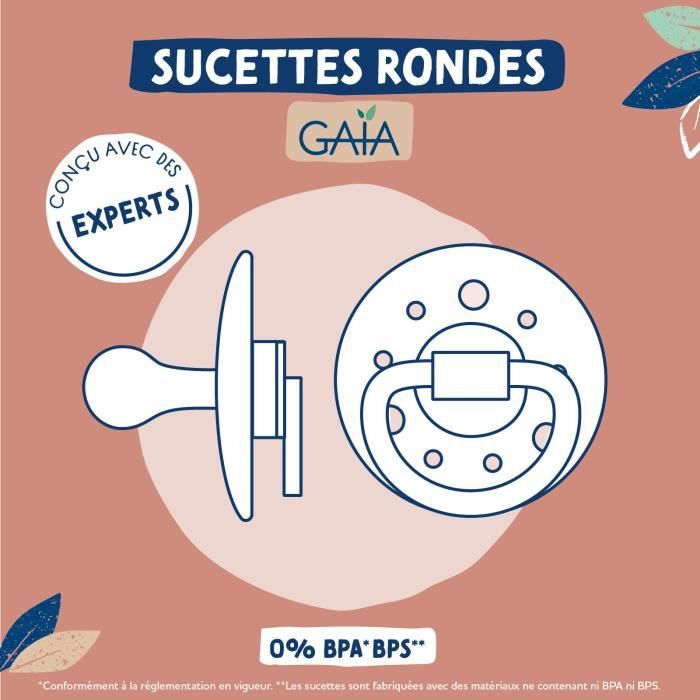 Image secondaire de Sucette Dodie Gaia +6m Sous le Soleil Lot de 2 - Silicone - Anatomique - Dodie