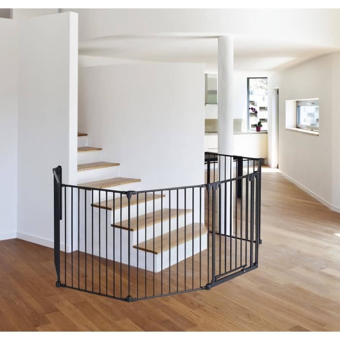 Fireplace Screen 6 Sides 360 cm Black