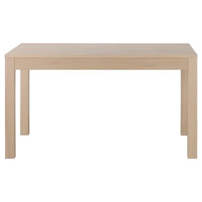 Table a manger de 4 a 6 personnes - Rectangulaire - Style contemporain - NANO - L 140 x l 80 cm - Placage bois chene verni