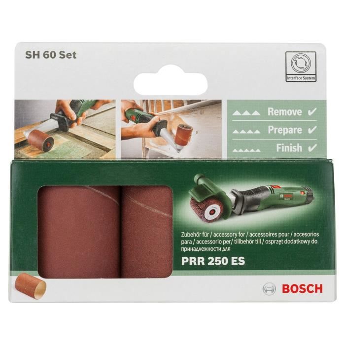 Set de manchons abrasifs Bosch - (G80/120/240, Largeur de rouleau 60mm, Pour Accessoires pour PRR / TEXORO)