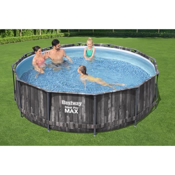 Image secondaire de Kit Piscine Hors Sol Tubulaire BESTWAY Steel Pro Max - Ronde 366 cm