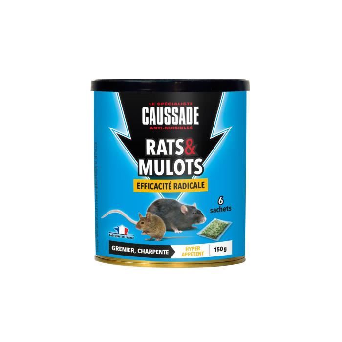 Caussade CARMUC150 Rats & Mulots - 6 sachets Cereales pret a l'emploi - Grenier et Charpente| Efficacite Radicale - 150g