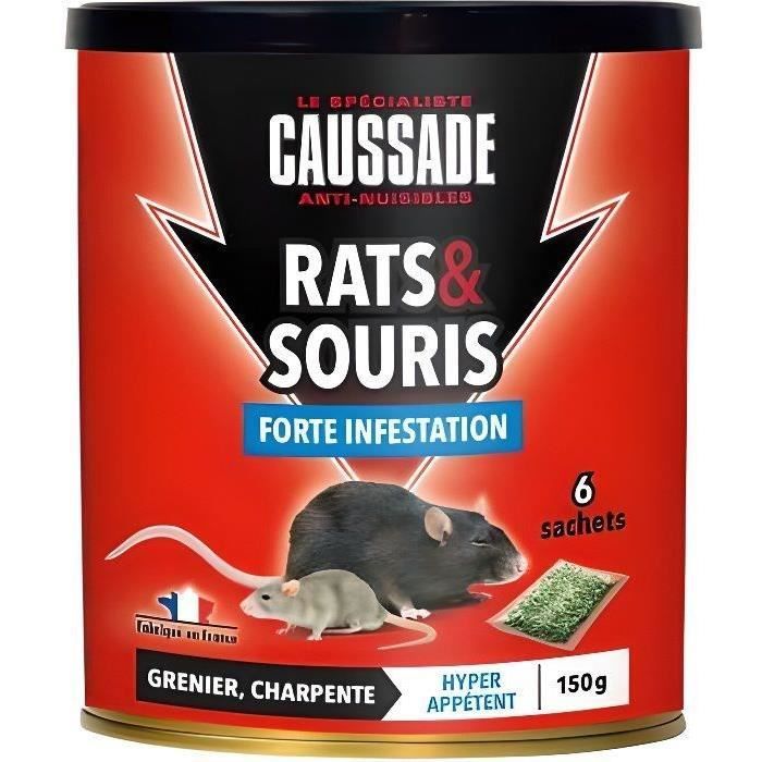 Caussade CARSC150 Rats & Souris - 6 sachets Cereales pret a l'emploi - Grenier et Charpente | Forte Infestation