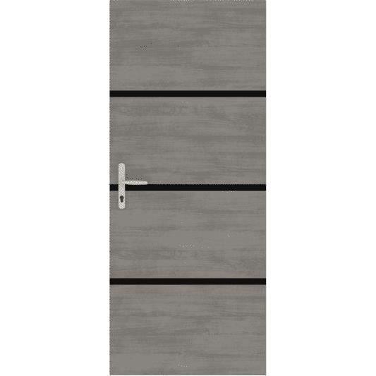 Kit de Renovación para Puerta Interior - NORDLINGER PRO - 4 Hojas 85 x 50 cm y 3 Perfiles Negros 85 x 2 cm - Gris Ágata