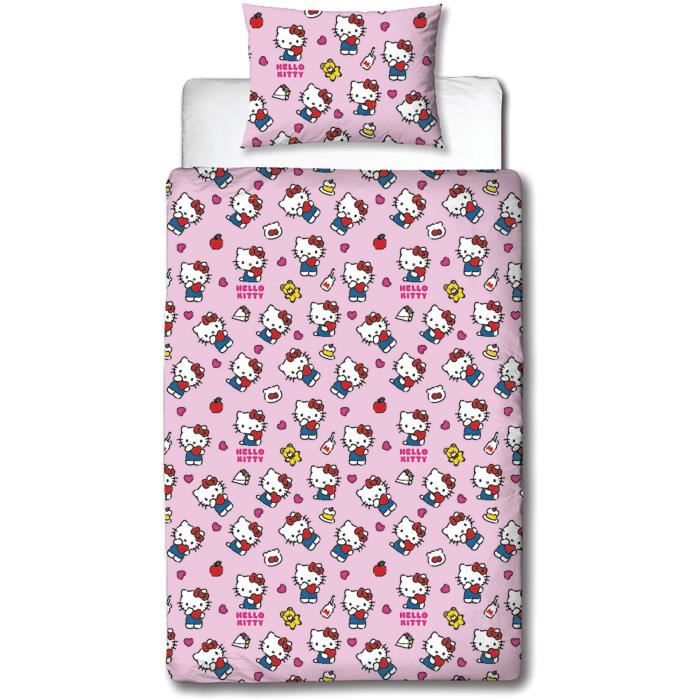 Image secondaire de Parure de lit réversible - HELLO KITTY - Microfibre - 1 housse de couette 140 x 200 cm + 1 taie 63 x 63 cm