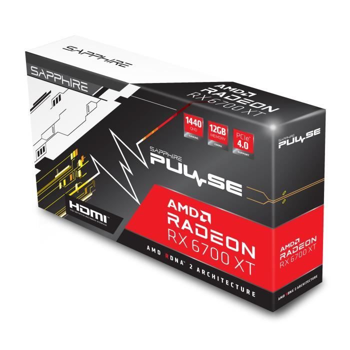 SAPPHIRE Pulse Carte graphique AMD Radeon Gaming RX 6700 XT 12GB GDDR6 HDMI / Triple DP
