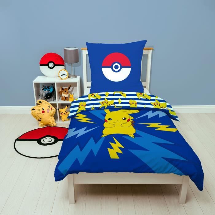 Image secondaire de Parure de lit réversible - POKEMON - Pikachu IV - Microfibre - 1 housse de couette 140 x 200 cm + 1 taie 63 x 63 cm