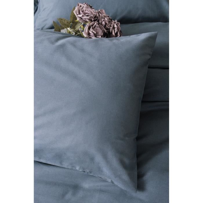 Image secondaire de Parure de lit - 1 housse de couette 220 x 240 cm + 2 taies d'oreiller 60 x 60 cm - 100% coton ranforcé - Anthracite