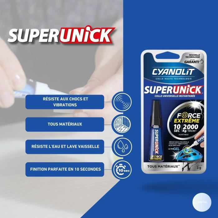 Image secondaire de Colle réparatrice - CYANOLIT - Super unick instant plastic - 3 g - Ultra-rapide - Polyvalente