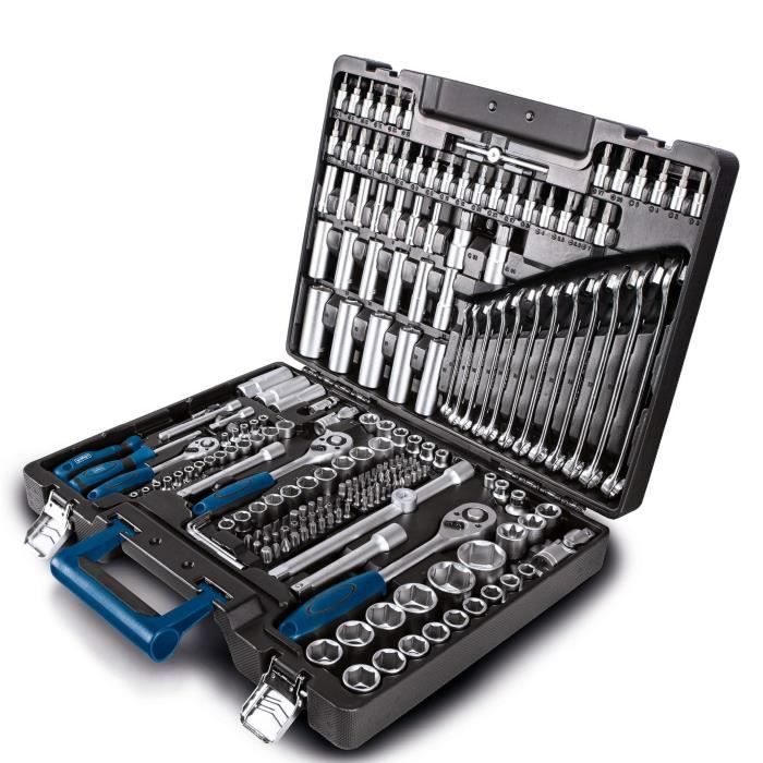Kit utensili da 217 pezzi - SCHEPPACH - TB217 - Utensili in acciaio al cromo vanadio e acciaio per utensili