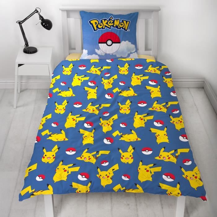 Image secondaire de Parure de lit réversible - POKEMON - Pikachu et ses amis a l'Arena - Microfibre - 140 x 200 cm + 1 taie 63 x 63 cm