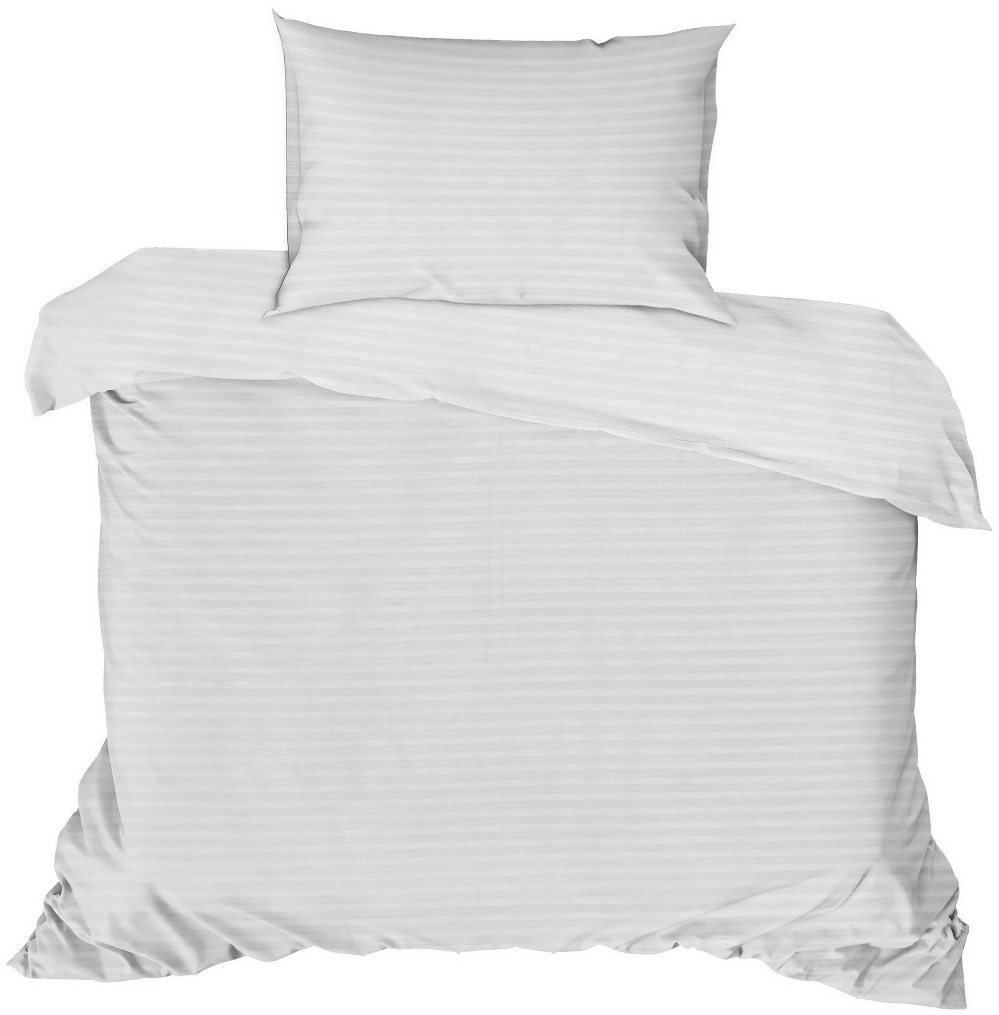 Image secondaire de Parure de lit en satin rayé - Housse de couette 140x200 cm et taie d'oreiller 60x60 cm