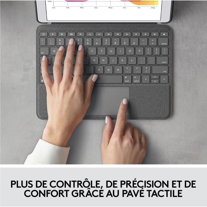 Étui clavier rétroéclairé - Logitech Combo Touch - Pour iPad 7e, 8e et 9e générations