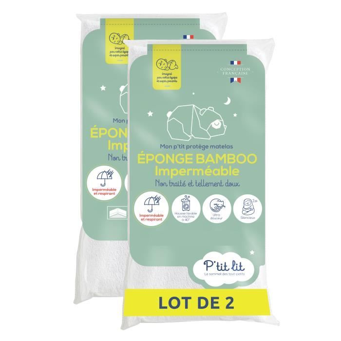 Set 2 Coprimaterassi in Bambù - per Culla, Navicella, Carrozzina - Alese Impermeabile - Morbida Viscosa - 40x80 cm